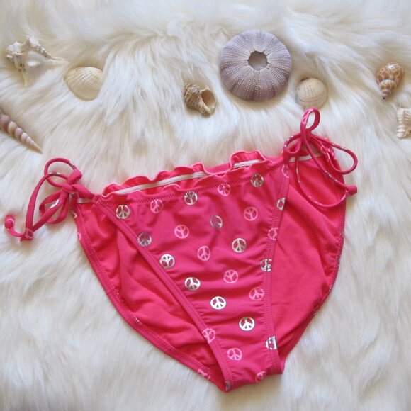 3/$15 Hot Pink Barbie Peace String Bikini - Picture 1 of 8